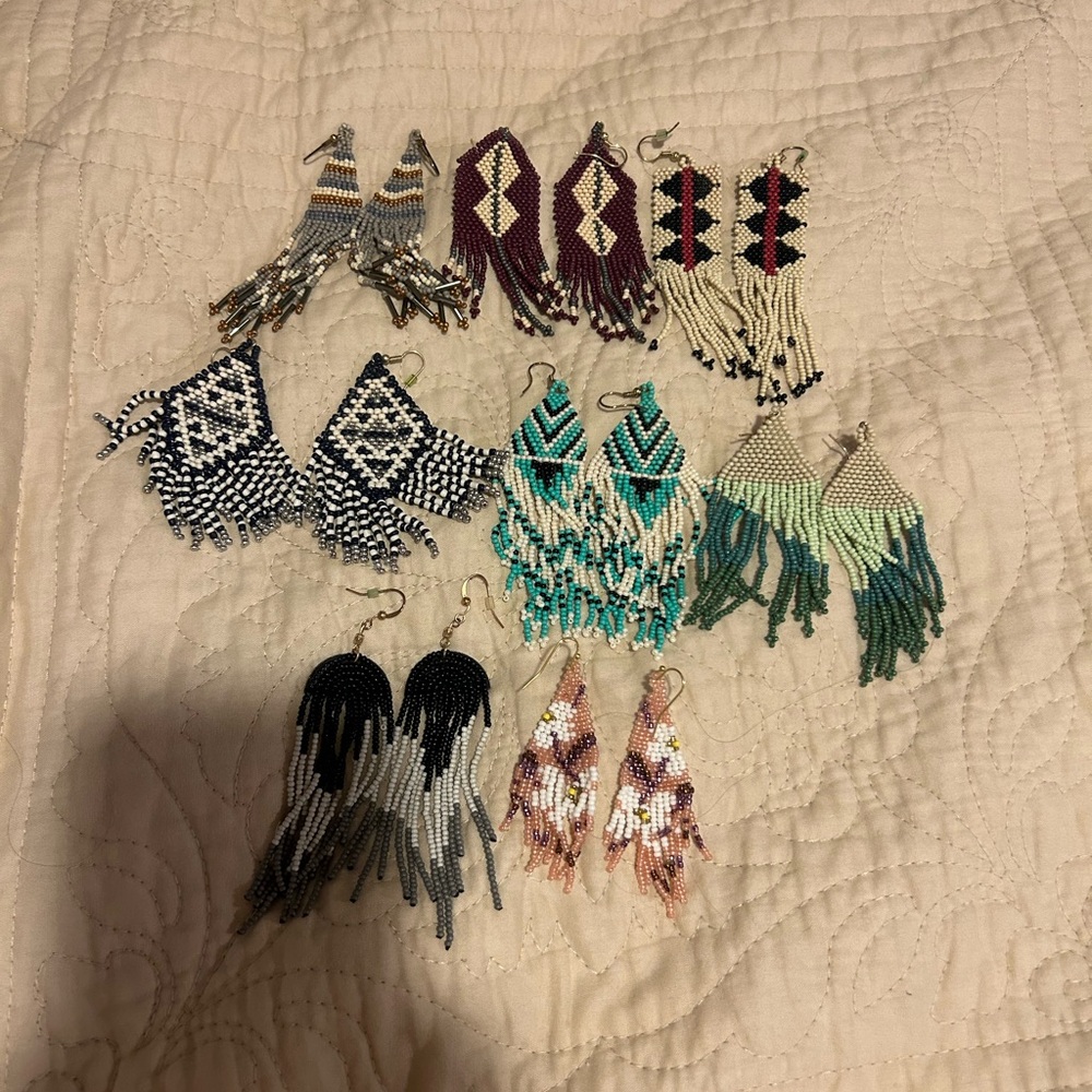 8 pairs of beaded earrings